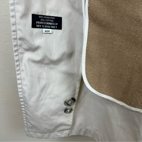 VTG Christian Dior Monsieur Tan Wool Trench Coat Removable Lining Mens Sz 48R XL - Picture 5 of 12